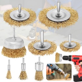 Oneroomone 8-Piece Wire Brush Drill, Wire Brush, Cordless Screwdriver, Cup Brush Set, Round Shaft 6 mm, Sanding Brushes for Removing Rust, Corrosion, Deburring