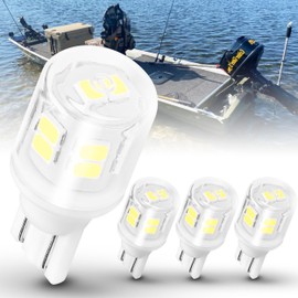 T10 Wedge Base Marine Boat Light Bulb 3Watt, 6000K White 12V 24V 906 LED Navigation Lights Bulb for Anchor Light Stern Light All-Round Light Mast Masthead Light Pontoon Boat Sailboat Kayak 4PCS