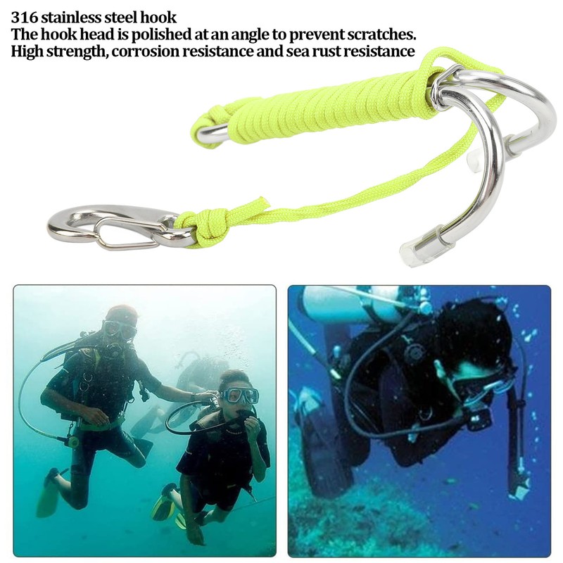 Diving Hooks Stainless Steel Double Reef Hook with Spiral Coil