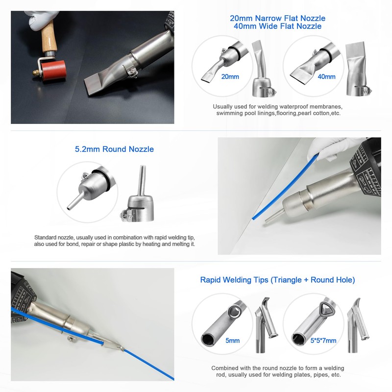 Hot Air Plastic Welder 1600W Plastic Welding Roofing Kit 110V,