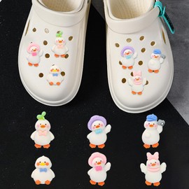 Duck Croc Charms - 6PCS Croc Charms, DIY Croc Accessories, 3D Bow Tie Duck Shoe Accessories, Funny Duck Croc Charms, Duck Clog charms, Croc Charms for Adults, Charms for Kids Boys Girls Adult