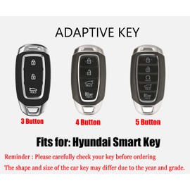 HIBEYO Key Fob Cover for 2018 2019 2020 2021 2022 Hyundai Venue Kona Santa Fe Veloster Palisade Elantra GT Accent Azera, Black, original size