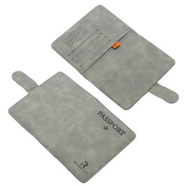 ROUGH FIT Passport Cover, Premium PU Leather Passport Holder with RFID Blocker, Portable Passport Cover, Travel Passport & Id Documents Holder for Men & Women (Grey)