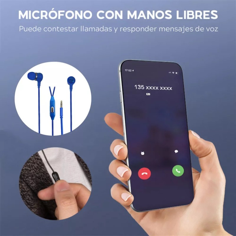 Maíz 3pz Audifonos Alambricos In-ear Jack 3.5mm Manos Libres Pc