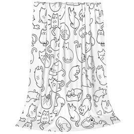 Newhomestyle Cute Cats Print Throw Blanket for Cat & Cat Lovers, Warm Anti-pilling Bed Fleece Blanket, Lightweight Soft Cozy Flannel Blanket, All Seasons Blanket for Sofa Bed Couch 100X125 cm