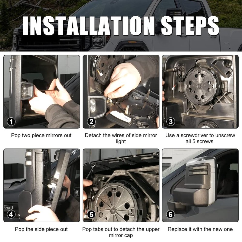 Tow Mirror Caps Replacement for Chevy Silverado GMC Sierra 2020