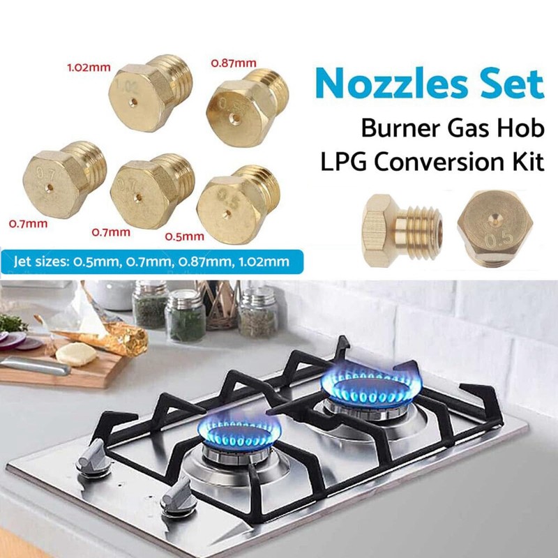 5PCS Burner Gas Natural Gas Hob LPG Conversion Kit Jets