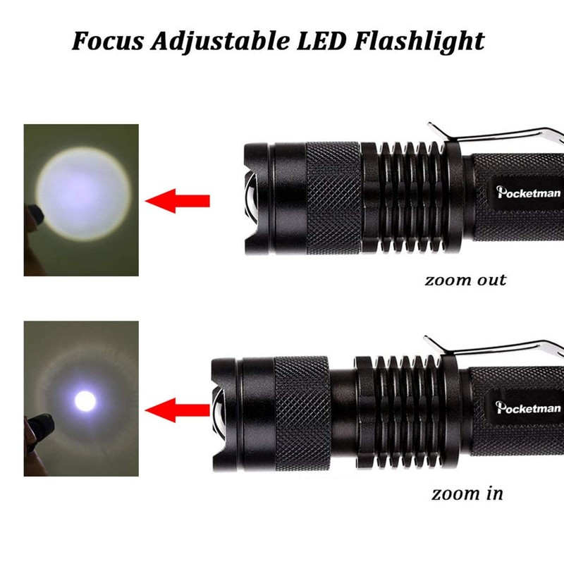 POCKETMAN Mini Flashlight 7W 300 lumens Portable Mini Q5 LED