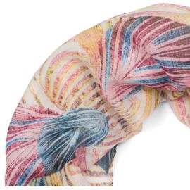 styleBREAKER 01016203 Women's Loop Scarf with Colourful Leaves Pattern, Yellow Rose