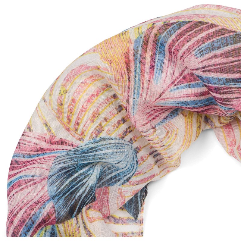 styleBREAKER 01016203 Women's Loop Scarf with Colourful Leaves Pattern, Yellow