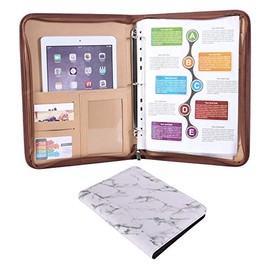 Plinrise Smooth Zippered PU Leather Portfolio with Loose-Leaf Binder, A Multifunctional Folder for Business Men Or Women/Teacher Gift