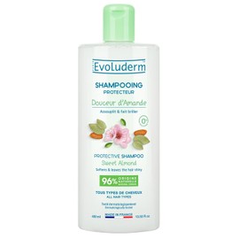 EVOLUDERM – Gentle Almond Protective Shampoo – 400 ml – 95% Natural Origin – Vegan – Made in France