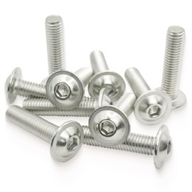 Screws M8, Pack of 10 Rounded Head Screws Stainless Steel Screws M8 x 35 mm A2 V2A 304 Rustproof, MeHurr Hexagon Socket (ISK) Screws with Flange, Machine Screws ISO7380-2, Screw Full Thread