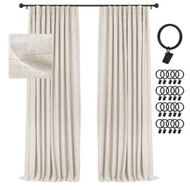 INOVADAY Cream Blackout Curtains 84 Inches Long, 100% Full Light Blocking Thermal Insulated Room Darkening Curtains & Drapes for Bedroom Living Room + 20 Curtain Ring Clips - Cream W50”xL84”