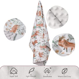 Soarwg Kid’s Baby Blankets, 75x100cm, Unisex, Newborn, Thick, Three Layers, Super Soft Fox Sleeping Blankets for Toddlers, Kids, Baby Girls, Boys, Nursery Duvet Cover, Gifts
