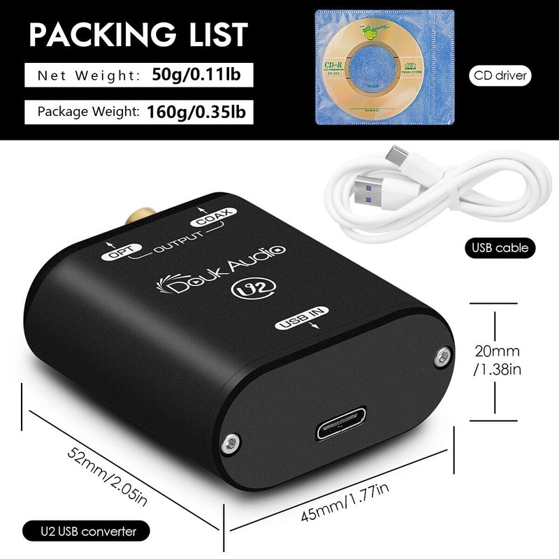 Nobsound Douk Audio U2 USB Converter XMOS XU208 Digital Interface