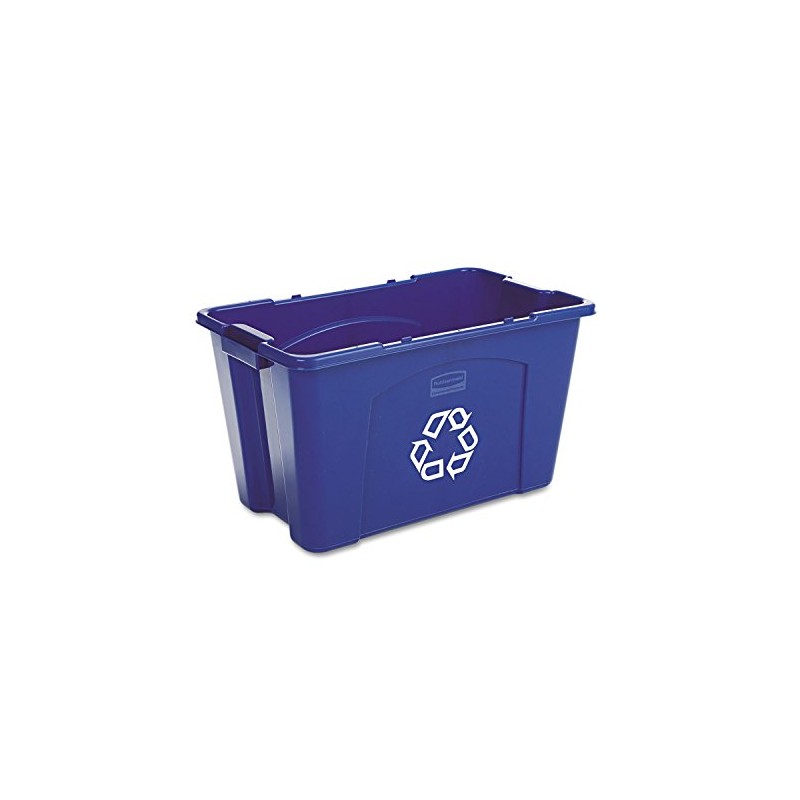 Rubbermaid 571873BE Stacking Recycle Bin, Rectangular, Polyethylene, 18gal, Blue