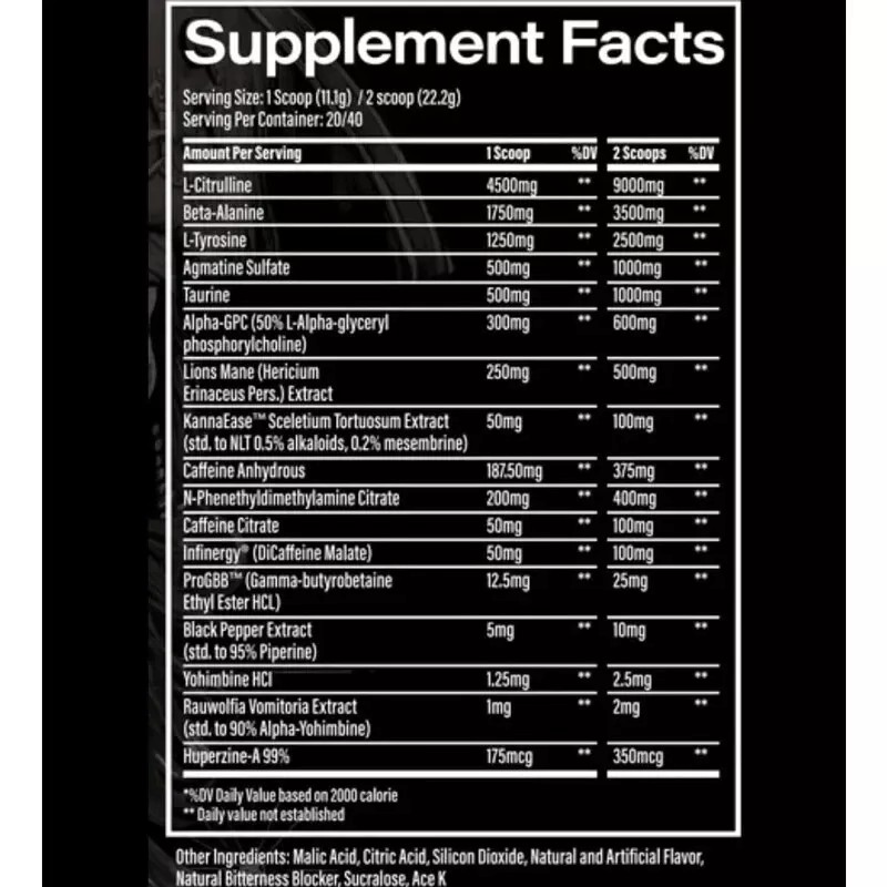 BLACK FLAG SUPPLEMENTS RATTLE PREWORKOUT (40 SERVINGS) supps pump energy