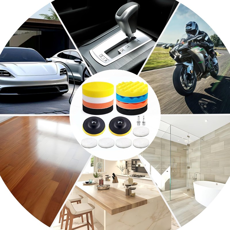 Qeuufieu 150 mm Polishing Sponges Pads, 17 Pieces Polishing Set,