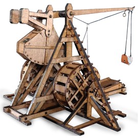 YAQUMW The Mini Counterweight Trebuchet with Wheels Europe Medieval Siege Chariot Catapult Weapons DIY 3D Wooden Puzzles Mechanical Model Kits STEM Projects Tabletop Toy