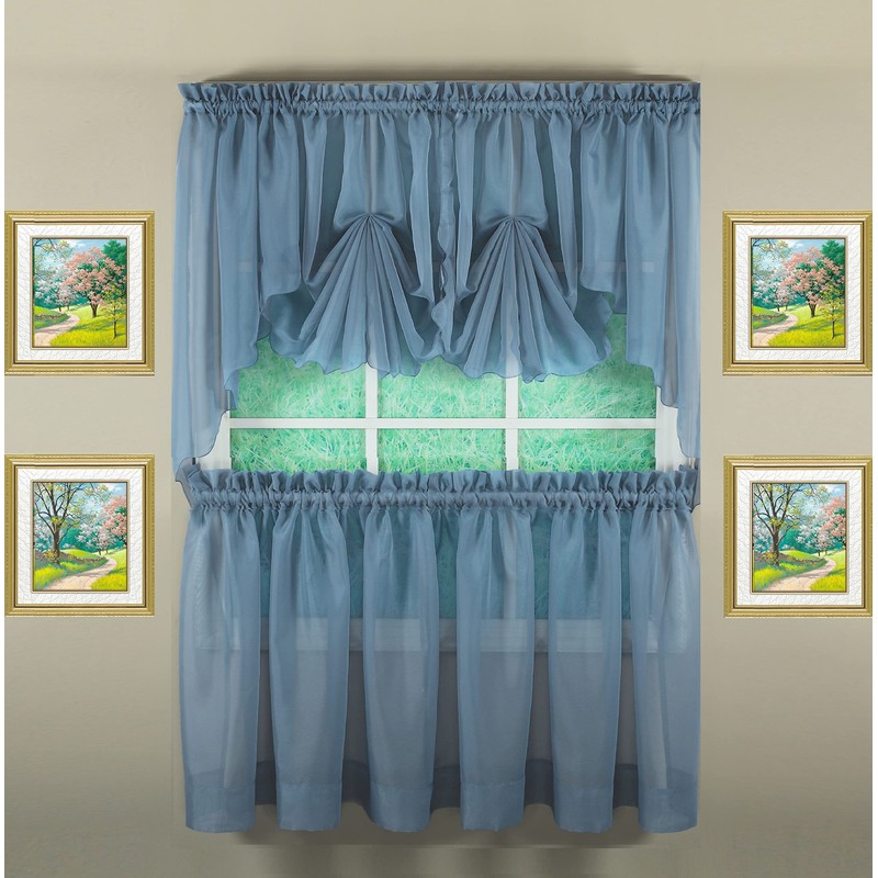 Today's Curtain Emelia Original Voile Tier Pair 24", Wedge Blue,
