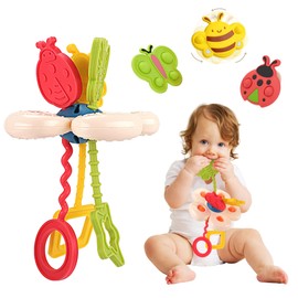 Baby Sensory Montessori Toys with 3PCS Suction Cup Spinner Toys for 6-12-18 Months Silicone Teething baby toy Car Seat Airplane Travel Toddler Boy &Girl Toddler Easter Basket Stuffers Birthday Gift