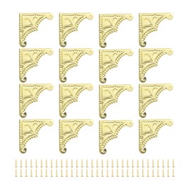 uxcell 16pcs Vintage Corner Protector 2.2"x2.2"x0.5" Decorative Metal Edge Corner Protectors Brackets with Mounting Nails for Box Wooden Case Chest Table Desk Gold