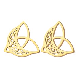 Dreamtimes Celtic Moon Stud Earrings Celtic Knot Triangle Earring for Women Men Crescent Earrings Celtic Knot Triangle Vintage Stud Earrings Irish Jewelry (Gold)