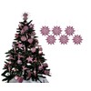 12pk Glitter Snowflake Hanging Decorations, Christmas Tree Snowflake Baubles/Ornaments (Blush