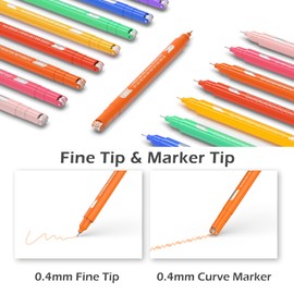 AECHY 8PCS Colored Curve Pens for Note Taking, Dual Tip Pens with 8 Different Curve Shapes & 8 Colors Fine Lines, Curve Highlighter Pen Set for Kids Journaling Note Taking Supplies