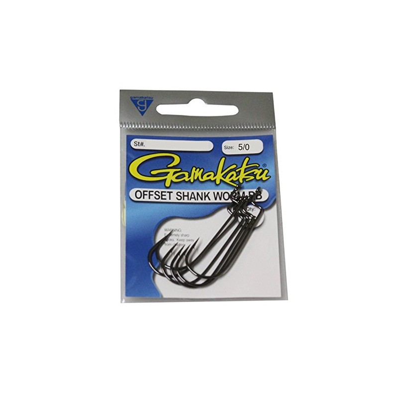 Gamakatsu Offset Shank Round Bend Worm Hook-5 Per Pack (Black,