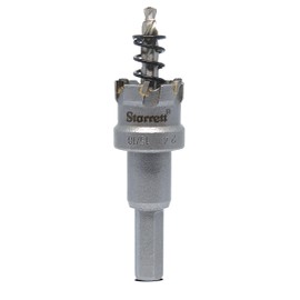 Starrett Tungsten Carbide Tipped Hole Saw - SM24 Sheet Metal Cutter With Arbor & Pilot Drill Bit - For Drilling Stainless Steel Aluminum Alloy - 24 mm