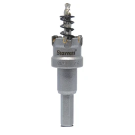 Starrett Tungsten Carbide Tipped Hole Saw - SM24 Sheet Metal Cutter With Arbor & Pilot Drill Bit - For Drilling Stainless Steel Aluminum Alloy - 24 mm