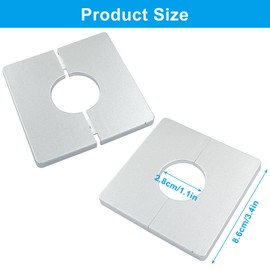 Cionyce Wall Split Flange 33mm Diameter Hole Wall-mounted Water Pipe Cover, ABS Plastics Square Shaped Escutcheon Plates(Silver)