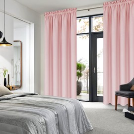 DWCN Blackout Curtains – Thermal Insulated, Energy Saving & Noise Reducing Bedroom and Living Room Curtains, Blush Pink, W 42x L 63 Inch, Set of 2 Rod Pocket Curtain Panels