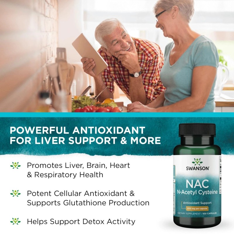 Swanson Antioxidant Liver Support & Amino Acids Supplement 600 mg
