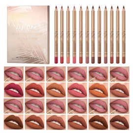 YILINNA 12 Colors Matte Lip Liner Pencil Set Crayon Lipstick Non Stick Cup Matte Lipstick Pen Waterproof Long Lasting Velvet Lipstick Pencil Lip Liner
