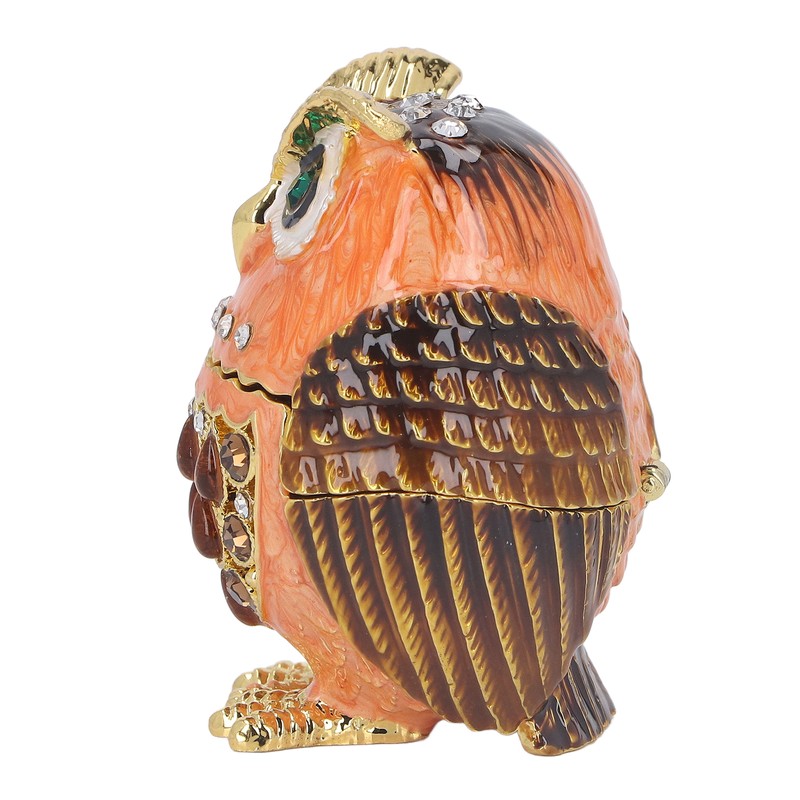 Owl Trinket Box Cute Appearance Brown Metal Jewelry Box for