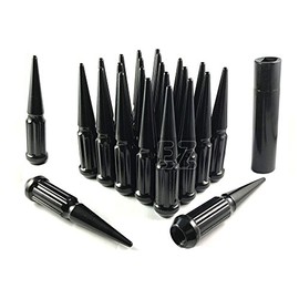 32 Pc Solid Spline Spike Lug Nuts Kit 14x1.5 Black for Dodge 2012-2024 RAM 2500 3500 Dually Heavy Duty 8x6.5 8 Lug