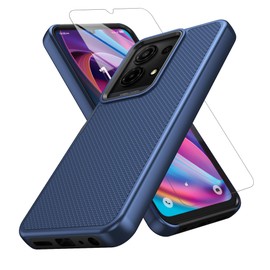 WODAF for TCL K32/K33 5G Case, with Screen Protector, Dual Layer Shockproof Protective (Blue)