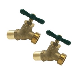 PROCURU 2-Pack 1/2" x 3/4" Brass Sweat x MHT No-Kink Hose Bibb Valve (2)