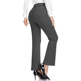 HISKYWIN Womens Dress Pants Stretch Work Office Business Casual Slacks Comfy Yoga Golf Pants with Pockets HF838-Dark Gray-M