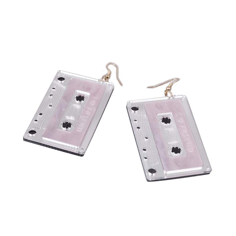Personality Cassette Tape Dangle Earrings Acrylic Punk Funny Earrings for