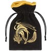 Q WORKSHOP Dragon black & golden Velour Dice Bag