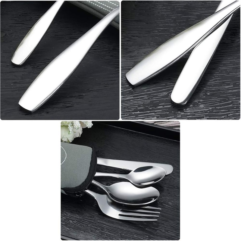 Ortodayes 4 Piece Portable Flatware Service for 1 Person, Hiking