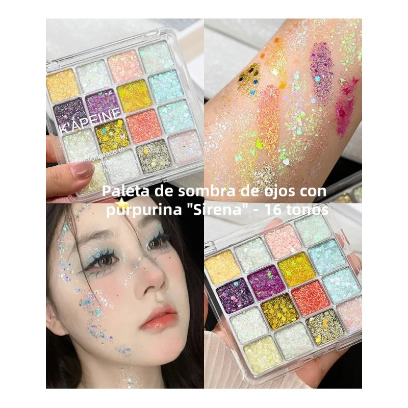 Paleta De Sombras De Ojos Con Lentejuelas De 16 Colores