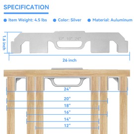 2Pcs 6 in 1 Framing Tools, 12/14/16/18/20/24 Inch Adjustable Size On-Center Stud Layout Tool, 100% Cast Aluminum Framing Spacing Tool