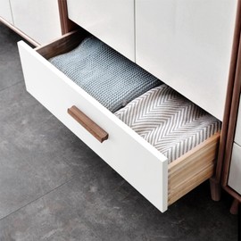 NAKUPENDA 4Pcs Wooden Drawer Handles Cupboard Cabinet Pulls Rectangle Wood Hardware Handles Pulls for Furniture Dresser Wardrobes (Black Walnut, 96mm Hole Spacing)