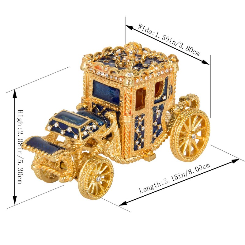 QIFU Vintage Mini Royal Carriage Style Enamel Trinket Box Hinged