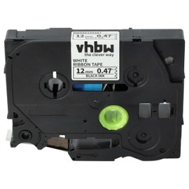 vhbw Label Tape Cassette Textile Compatible with Brother PT 2100VP, 2100, 220, 2030AD, 2030VP, 210, 210E, 2110 Label Printer, 12 mm, Black on White
